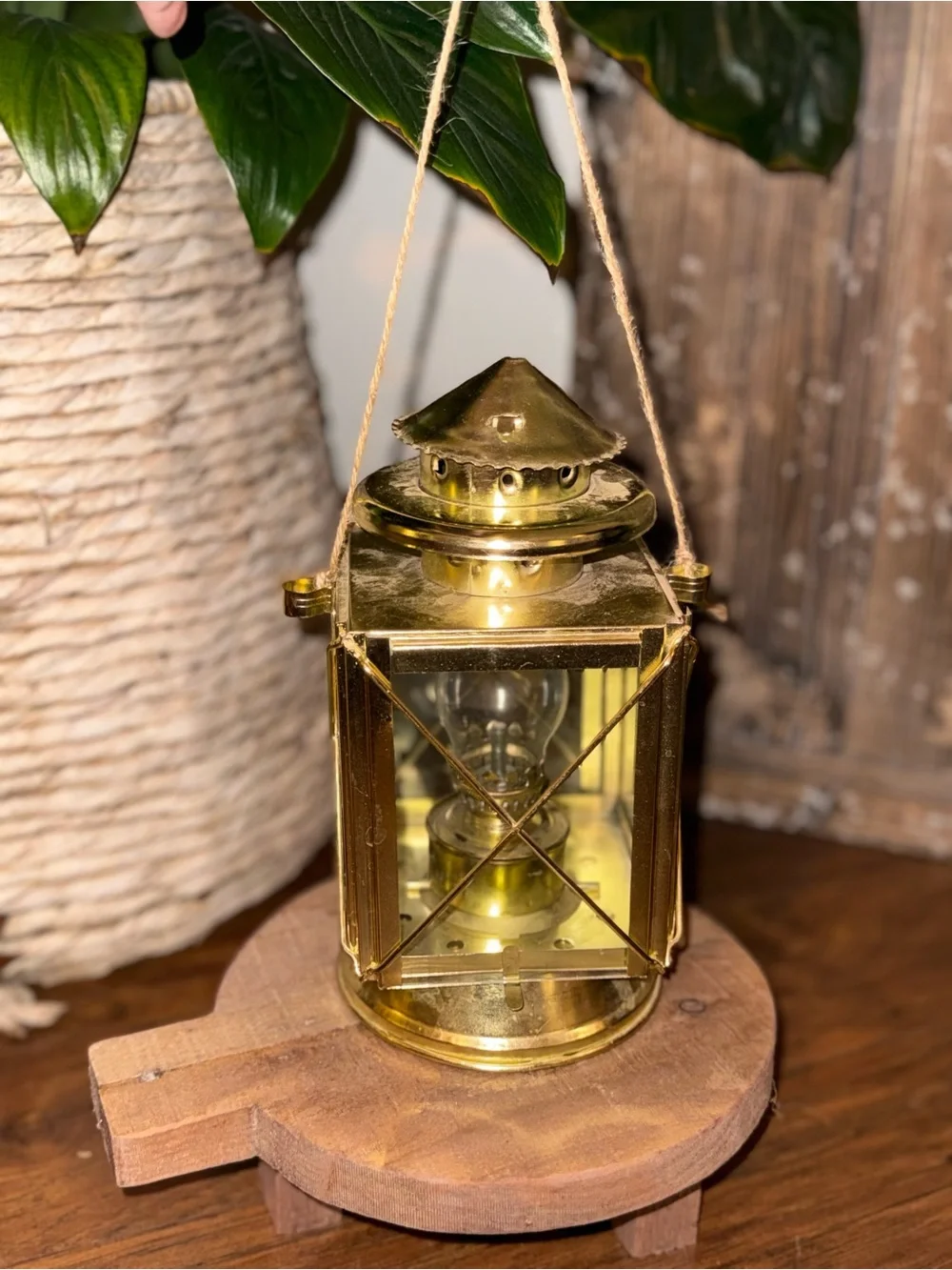 Ship Lantern Nautical Brass Color Oil Lamp 9 In Tall